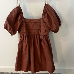 Macy’s “And Now This Brand” Puffy Sleeve Light Brown Dress